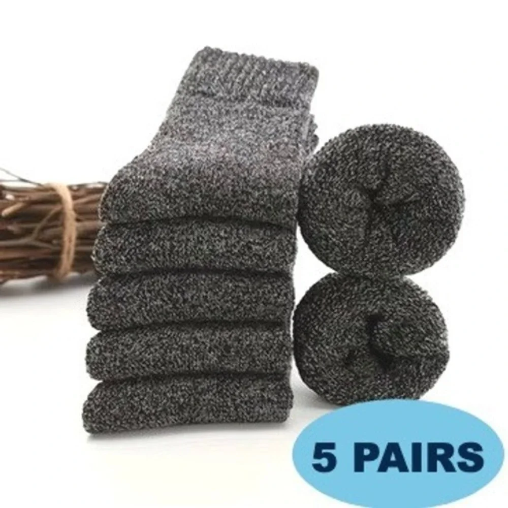 Breathable‎ Retro Style Black Crew Socks One Size Anti-Slip Anti-Blister 5 Pairs
